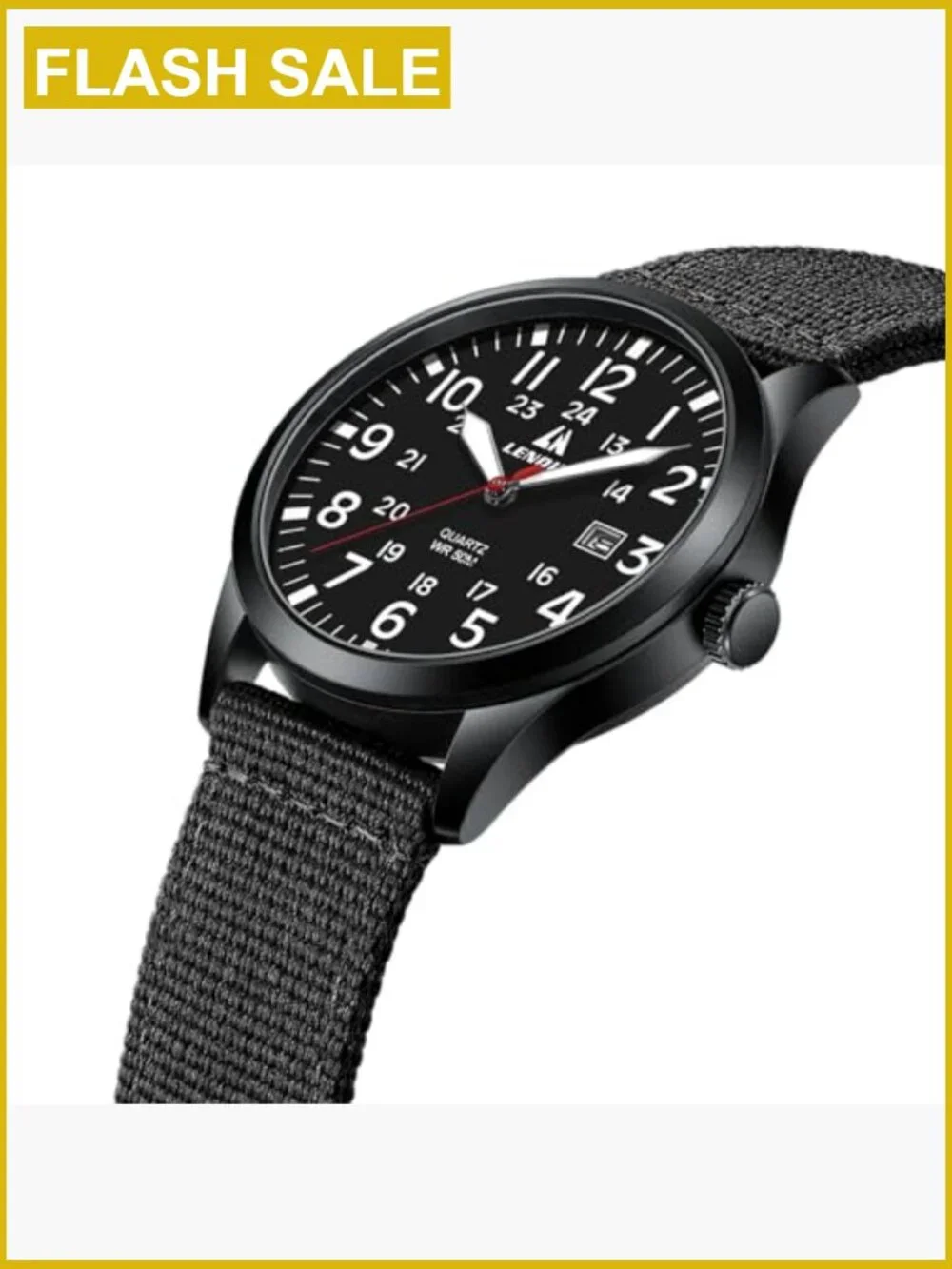 Men's Military Analog Quartz Watch Nylon Strap Date Luminous 42mm